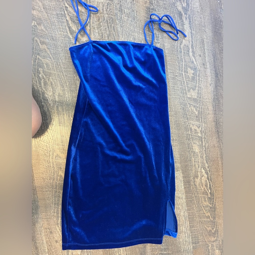 Motel Rocks Cobalt Blue Velvet Dress